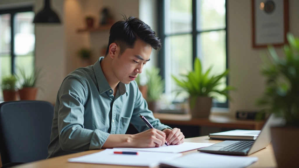 Solo entrepreneur building work momentum at desk