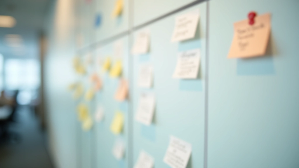 Person reviewing progress notes and tracking work on wall with visible milestones